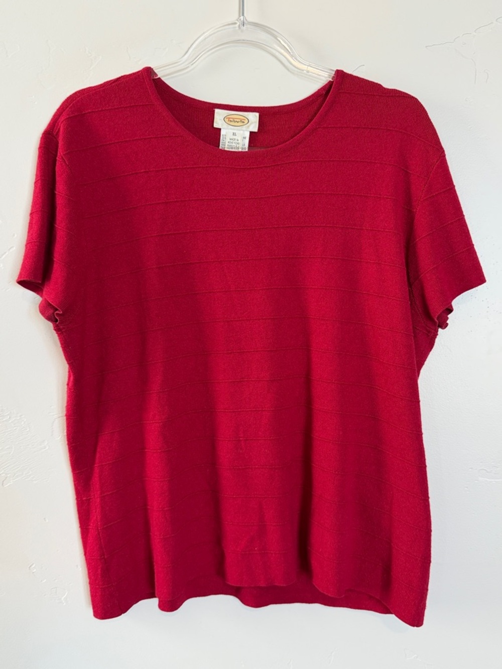 Red Short-Sleeve Knit Top